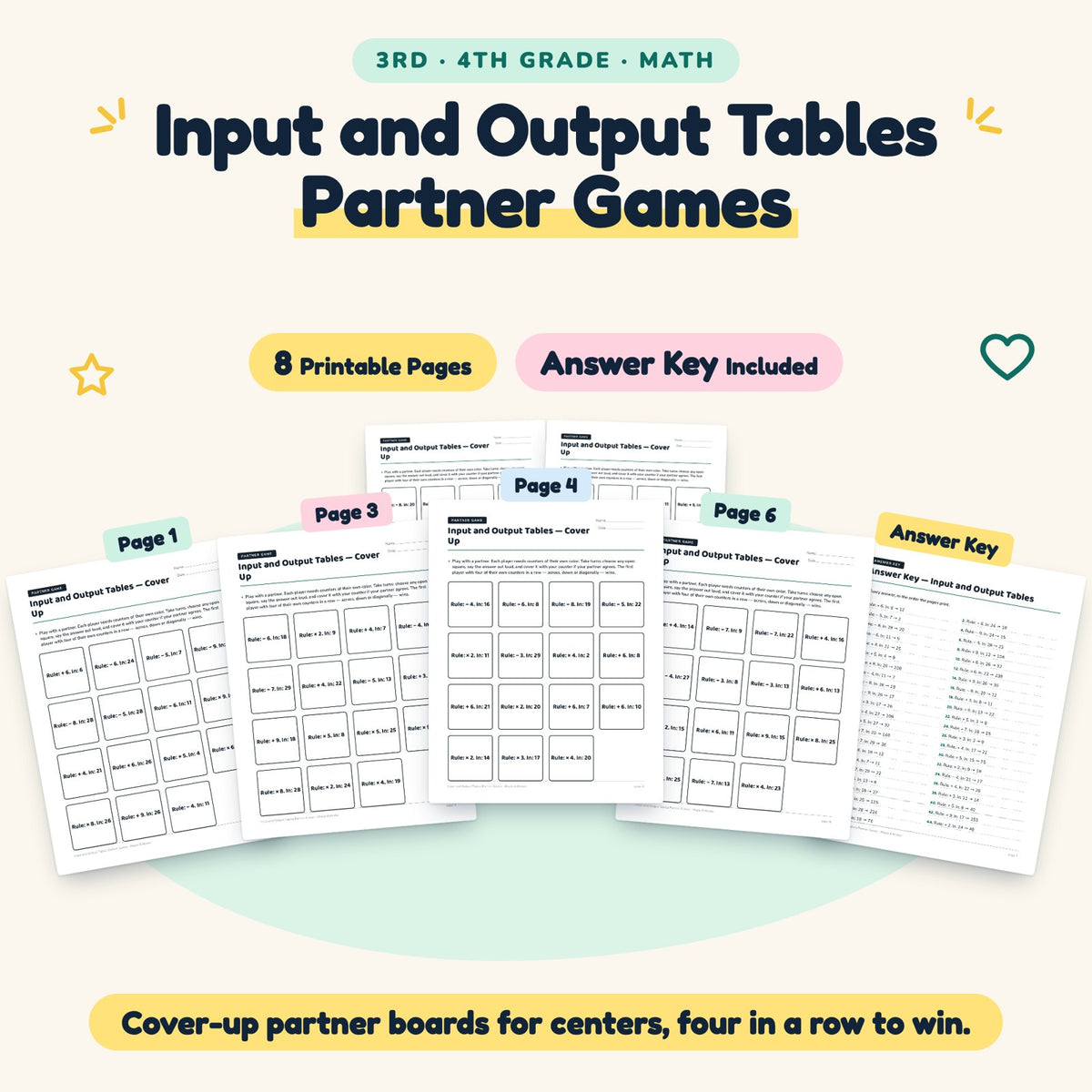 8 Input and Output Tables Partner Games — cover
