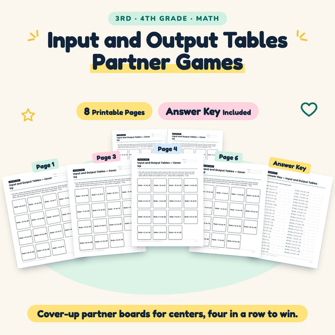 8 Input and Output Tables Partner Games — cover