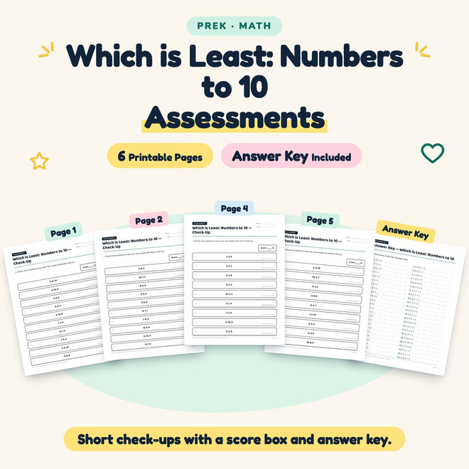 6 Which is Least: Numbers to 10 Assessments — cover