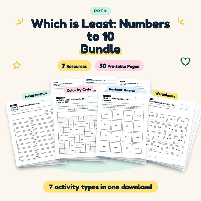 50 Page Which is Least: Numbers to 10 Bundle — cover
