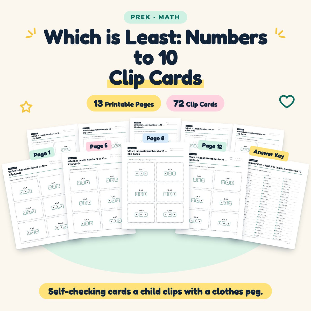 Which is Least Clip Cards | Preschool Math (48 Cards) — cover