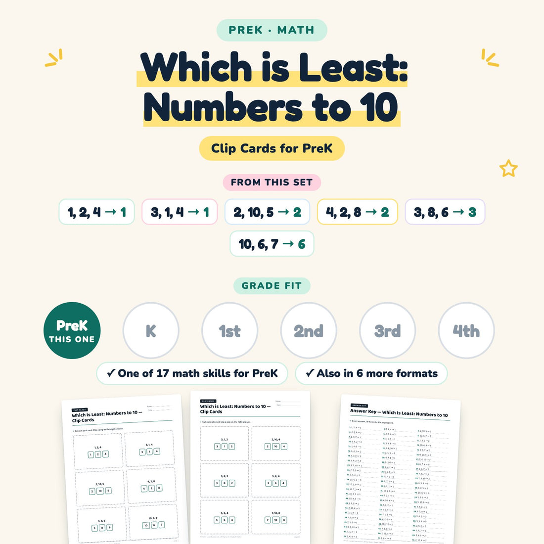 Which is Least: Numbers to 10: skill and grade fit