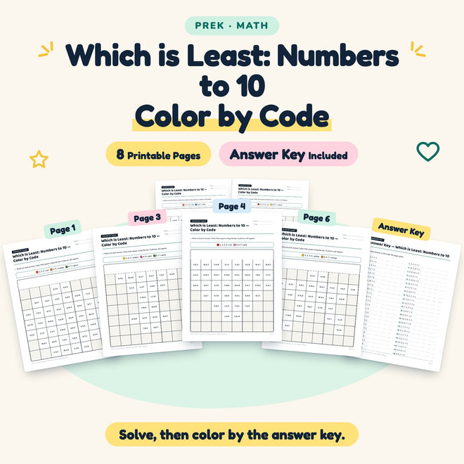 Which is Least Color by Code | Preschool Math (4 Pages) — cover