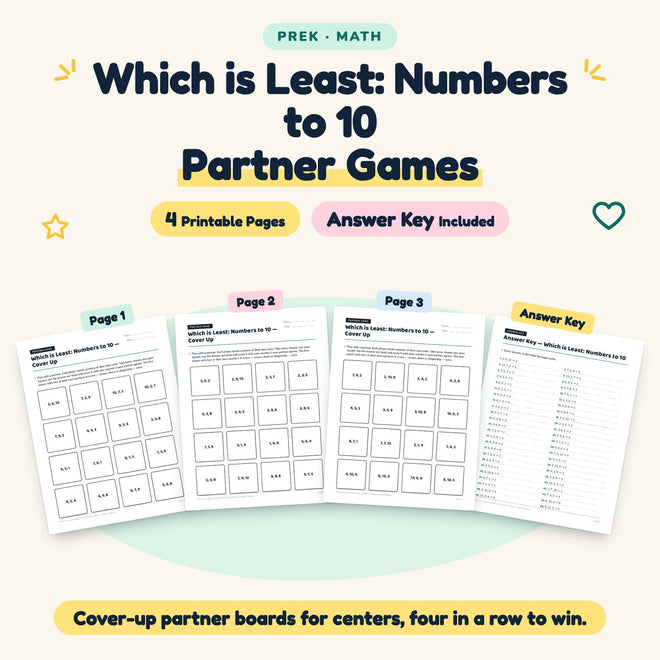 4 Which is Least: Numbers to 10 Partner Games — cover