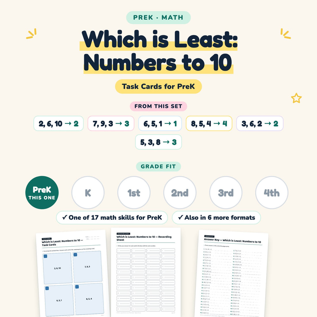 Which is Least: Numbers to 10: skill and grade fit