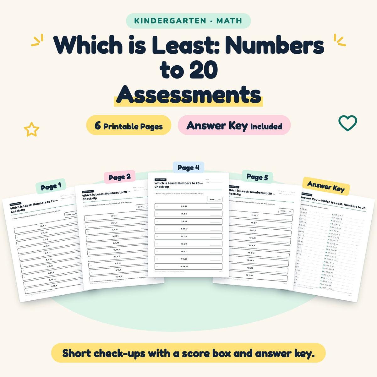 6 Which is Least: Numbers to 20 Assessments — cover