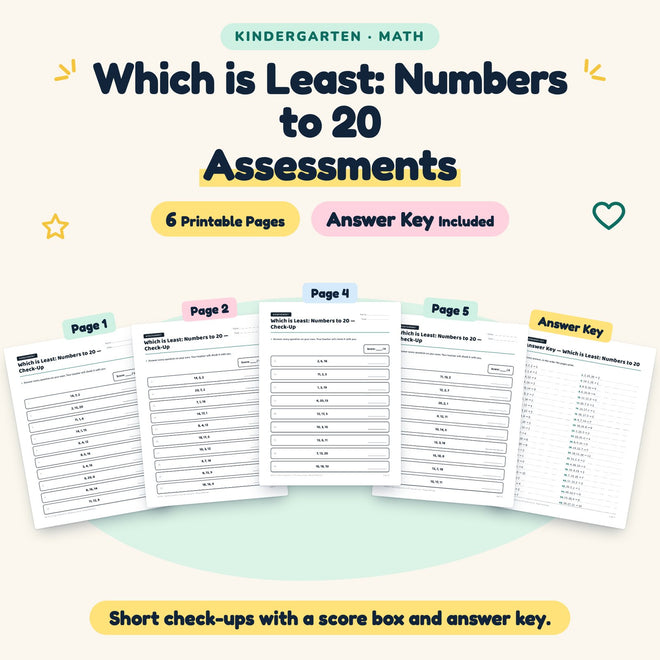 6 Which is Least: Numbers to 20 Assessments — cover
