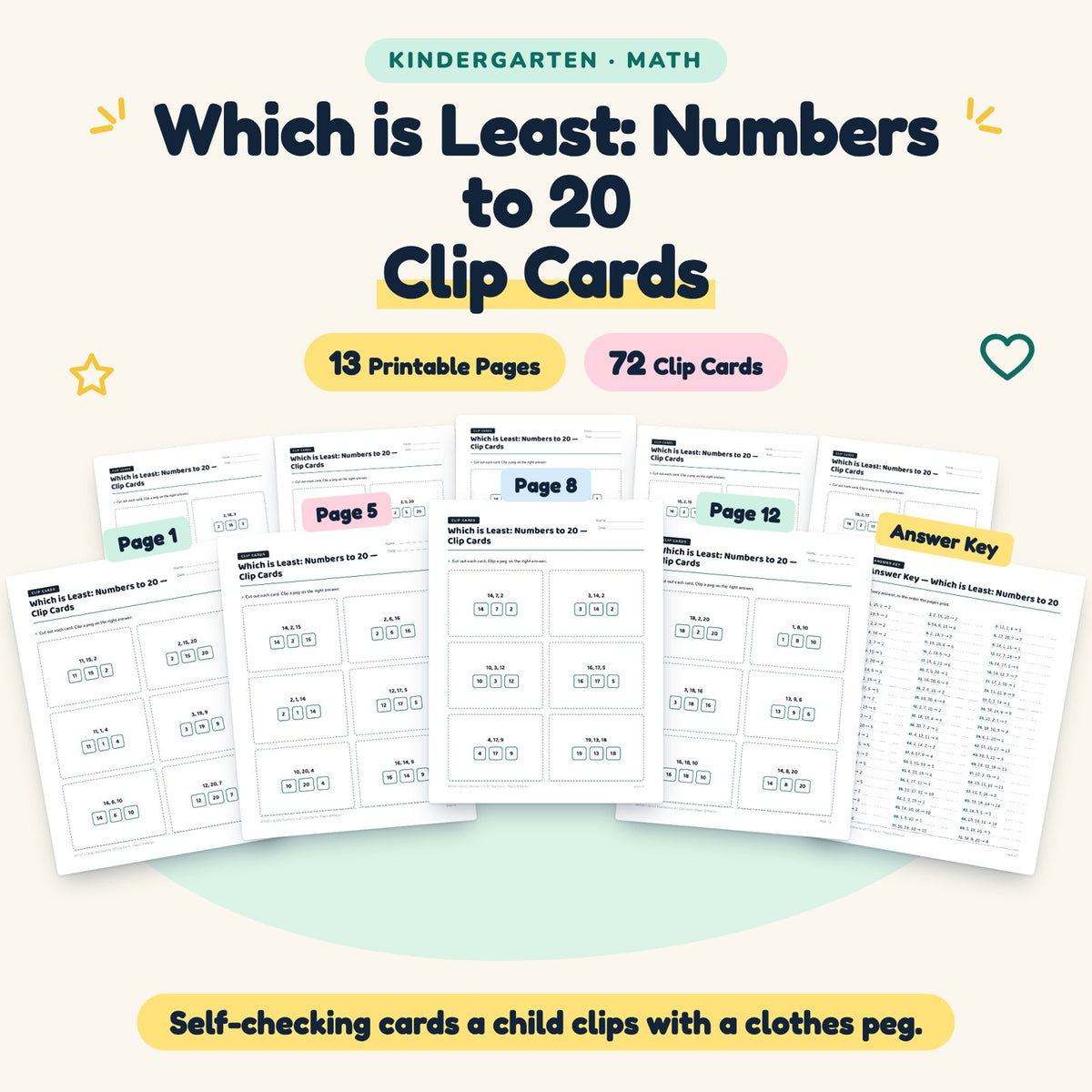Which is Least Clip Cards | Kindergarten Math (48 Cards) — cover