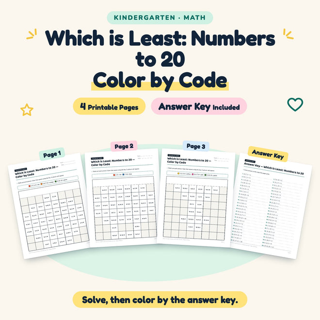 4 Which is Least: Numbers to 20 Color by Code — cover
