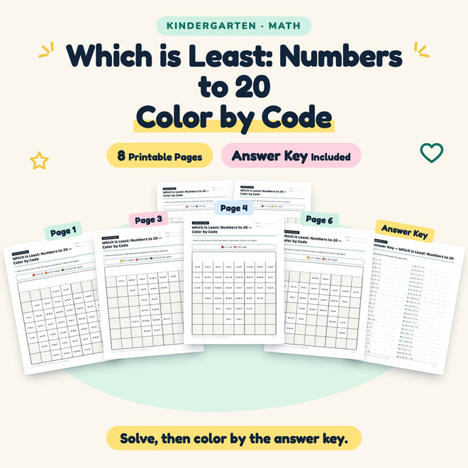 Which is Least Color by Code | Kindergarten Math (4 Pages) — cover