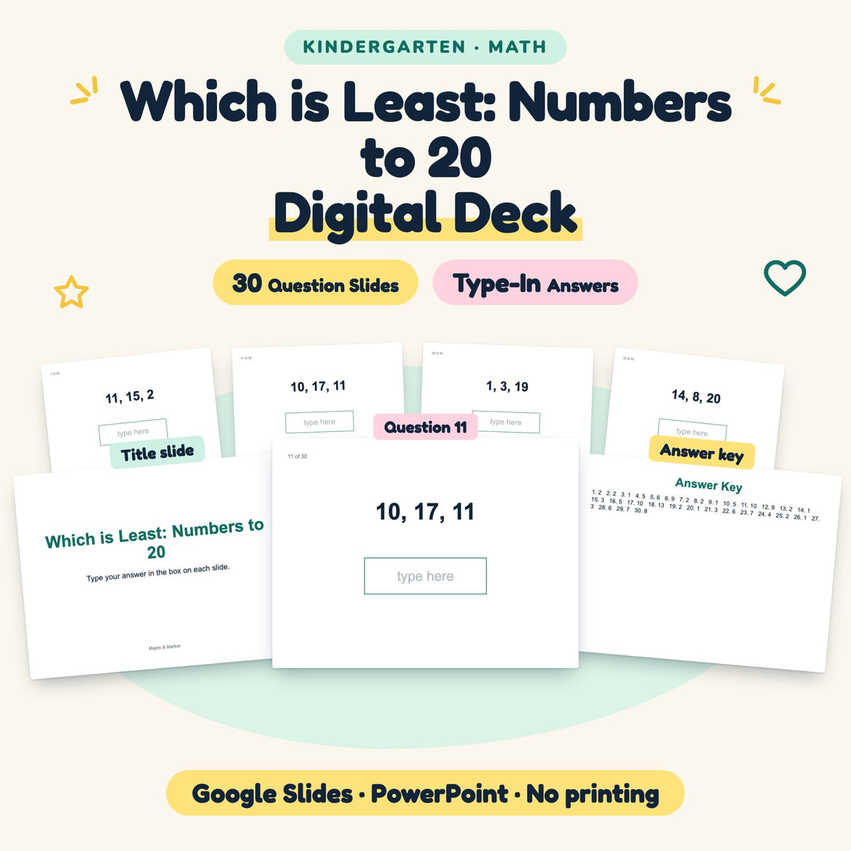 30 Question Which is Least: Numbers to 20 Digital Deck — cover