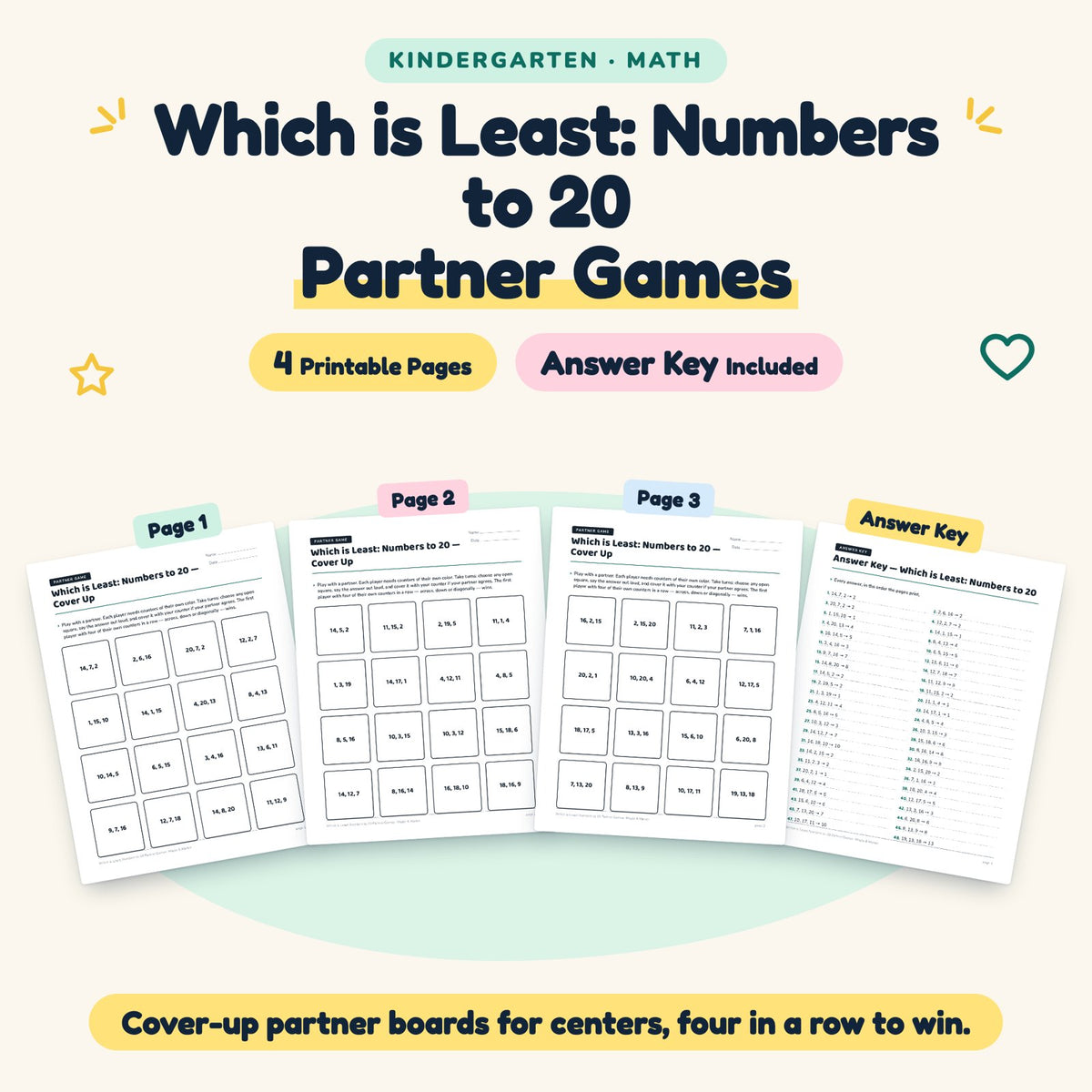 4 Which is Least: Numbers to 20 Partner Games — cover