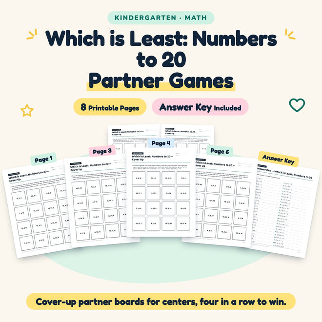 Which is Least Partner Games | Kindergarten Math (4 Pages) — cover
