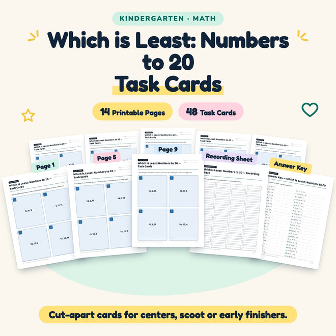 Which is Least Task Cards | Kindergarten Math (48 Cards) — cover