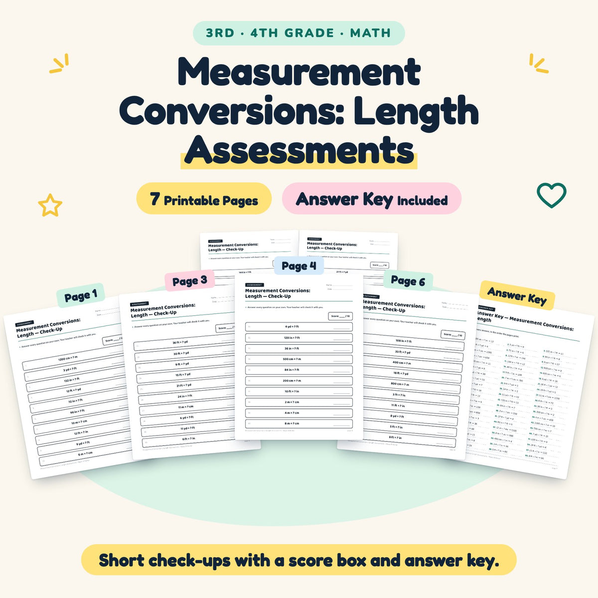7 Measurement Conversions: Length Assessments — cover