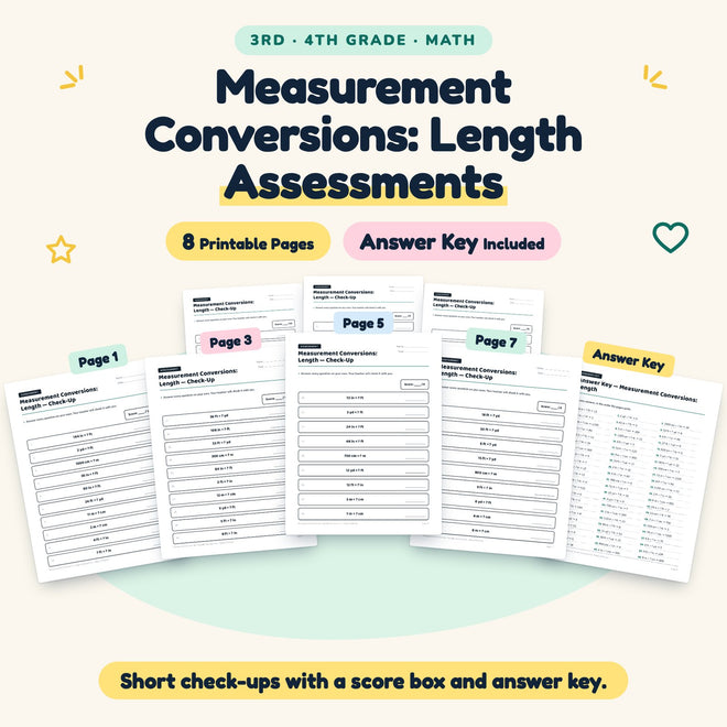 Measurement Conversions: Length Assessments | 3rd–4th Grade — cover