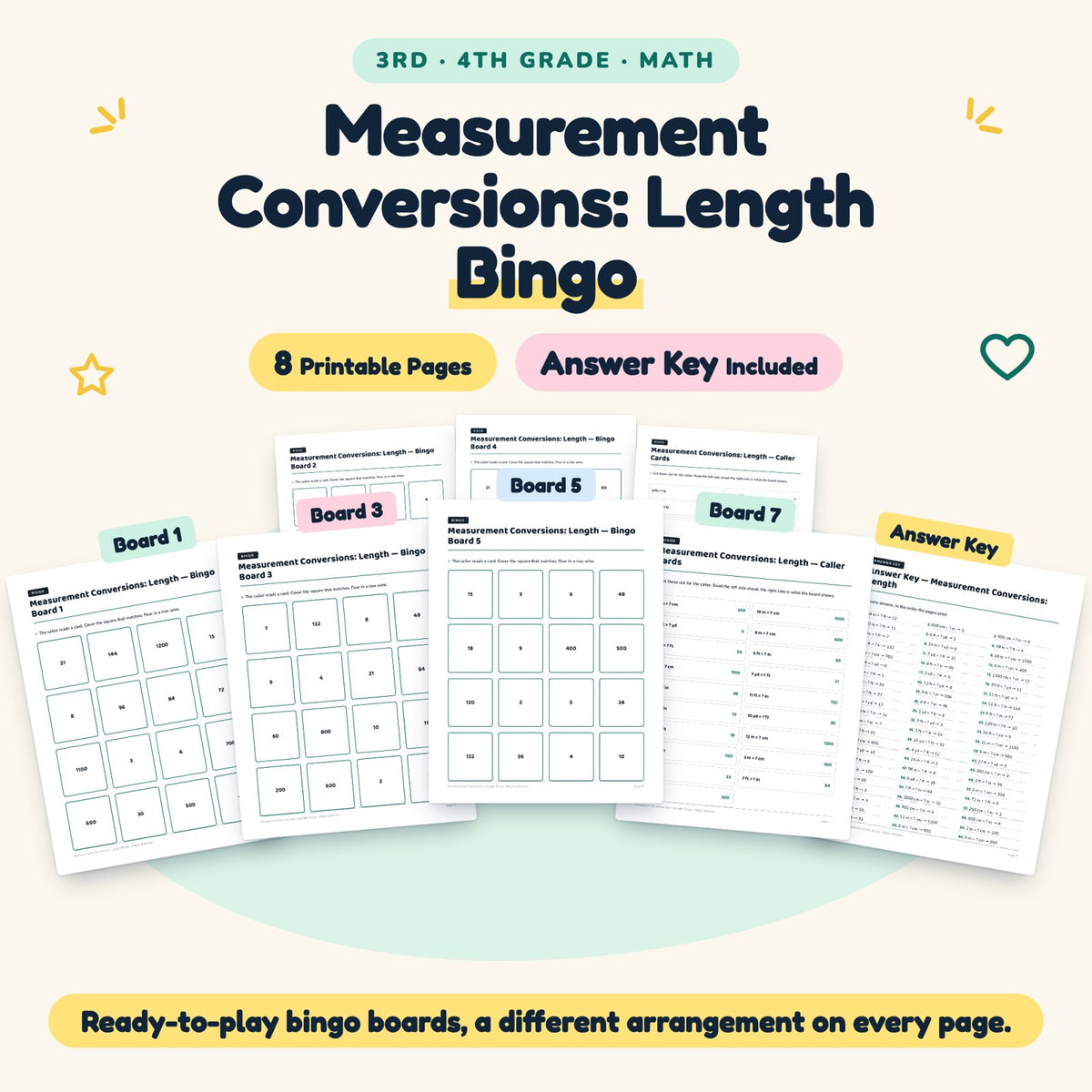 8 Measurement Conversions: Length Bingo — cover