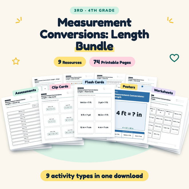Measurement Conversions Bundle | 3rd–4th Grade (9 Resources) — cover