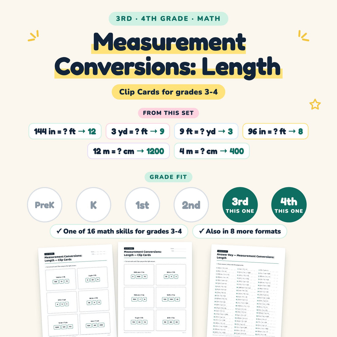 Measurement Conversions: Length: skill and grade fit
