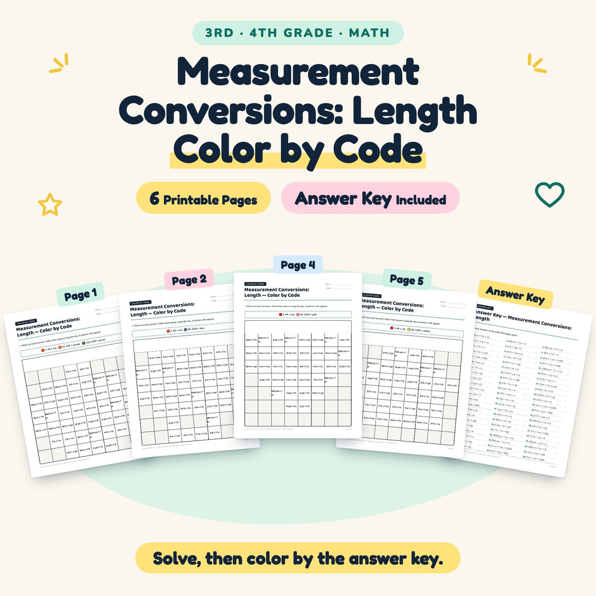6 Measurement Conversions: Length Color by Code — cover