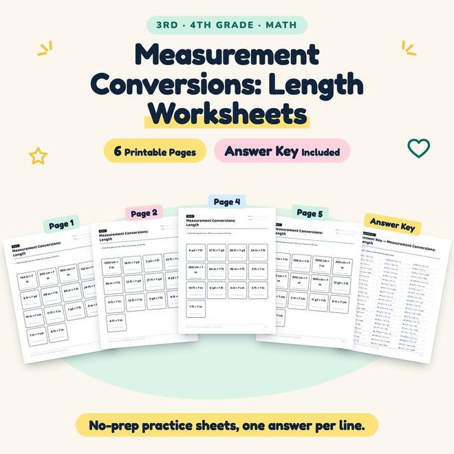 6 Measurement Conversions: Length Worksheets — cover