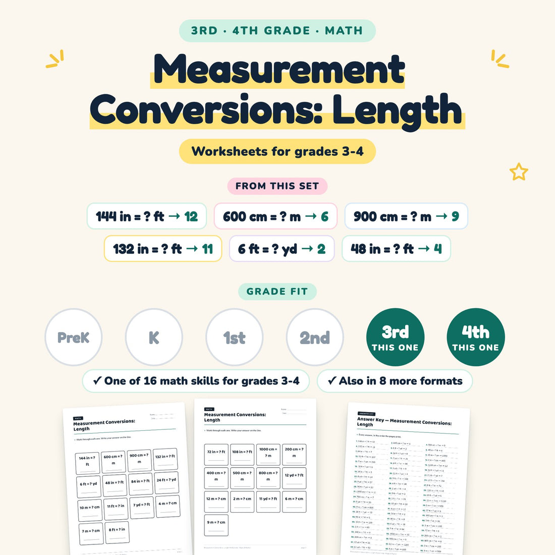 Measurement Conversions: Length: skill and grade fit