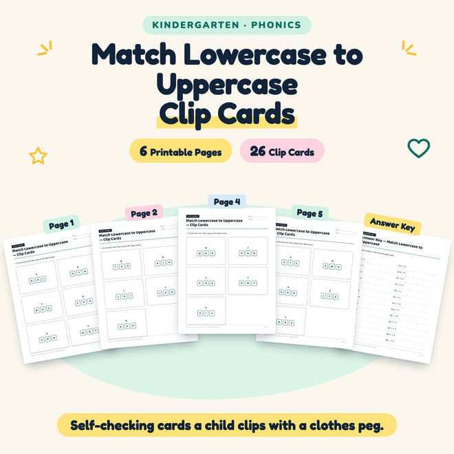 Match Lowercase to Uppercase Clip Cards | Kindergarten — cover