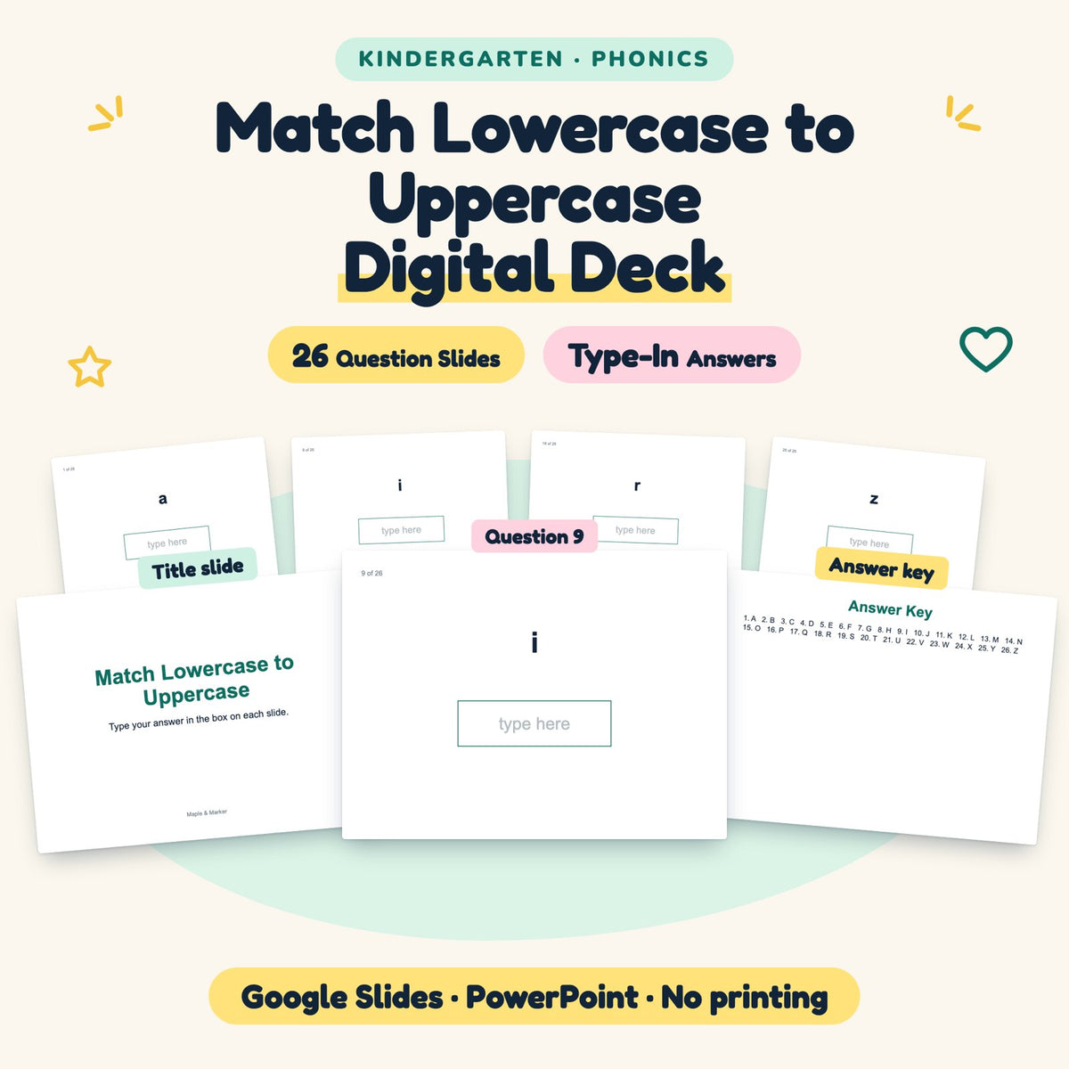 26 Question Match Lowercase to Uppercase Digital Deck — cover