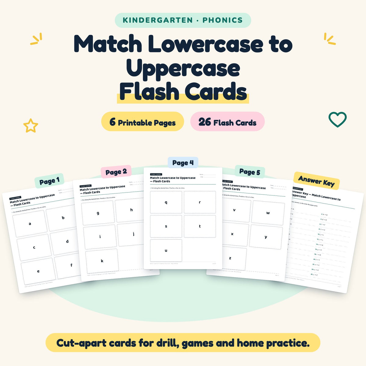 26 Match Lowercase to Uppercase Flash Cards — cover