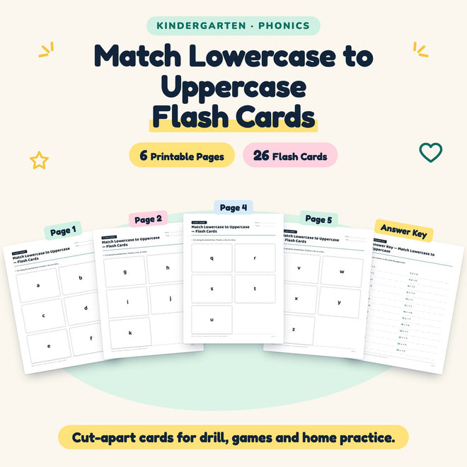 26 Match Lowercase to Uppercase Flash Cards — cover