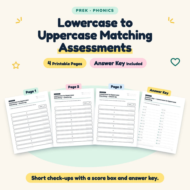 4 Lowercase to Uppercase Matching Assessments — cover