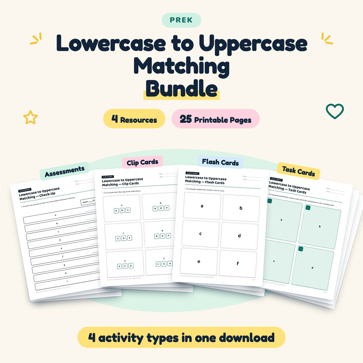 25 Page Lowercase to Uppercase Matching Bundle — cover