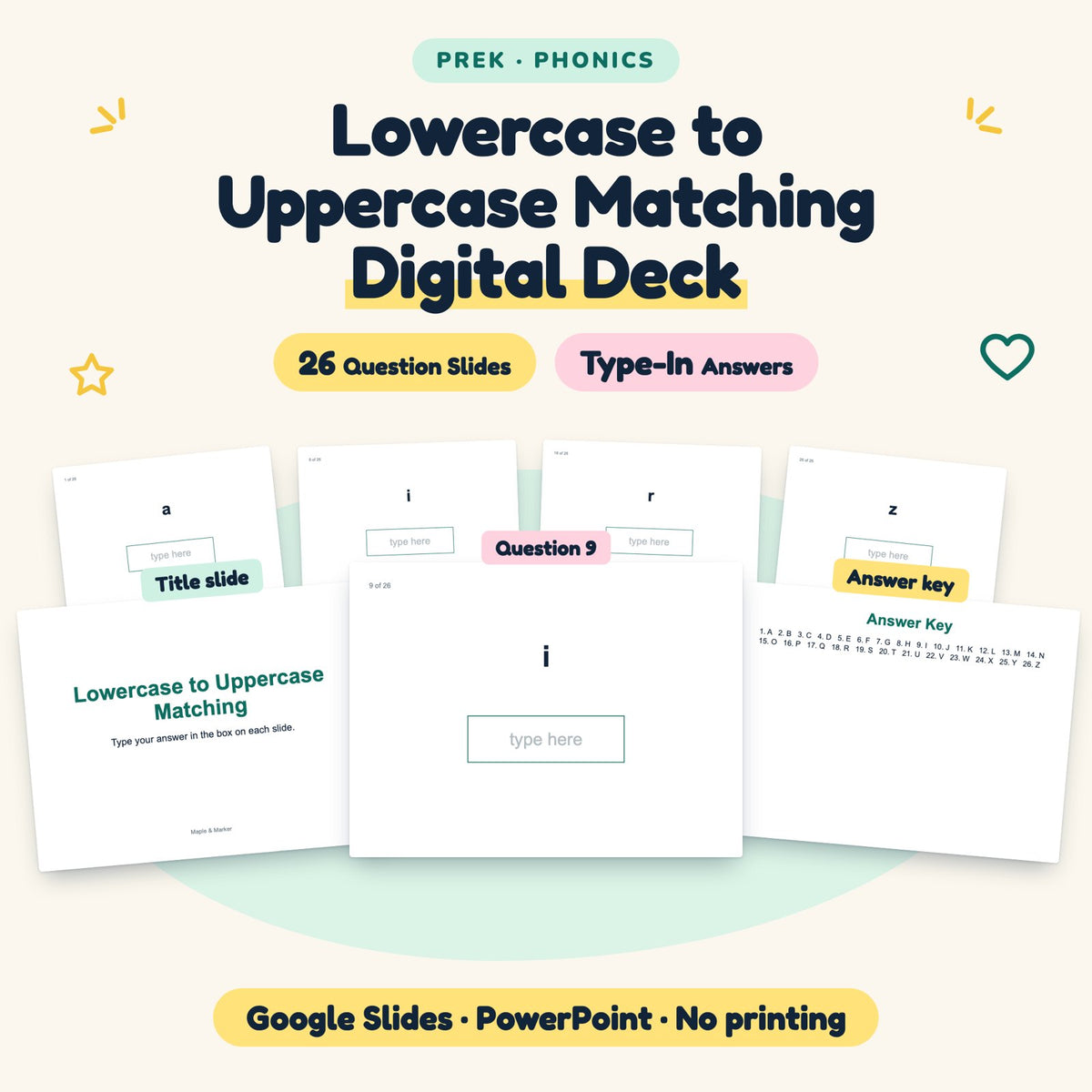 26 Question Lowercase to Uppercase Matching Digital Deck — cover