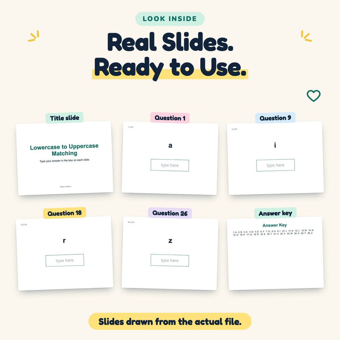 Lowercase to Uppercase Matching digital deck: look inside