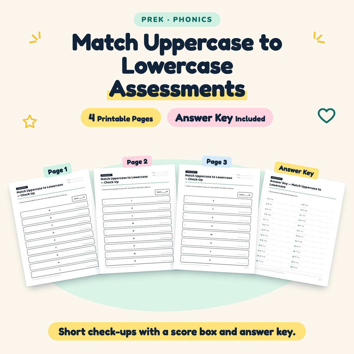 4 Match Uppercase to Lowercase Assessments — cover