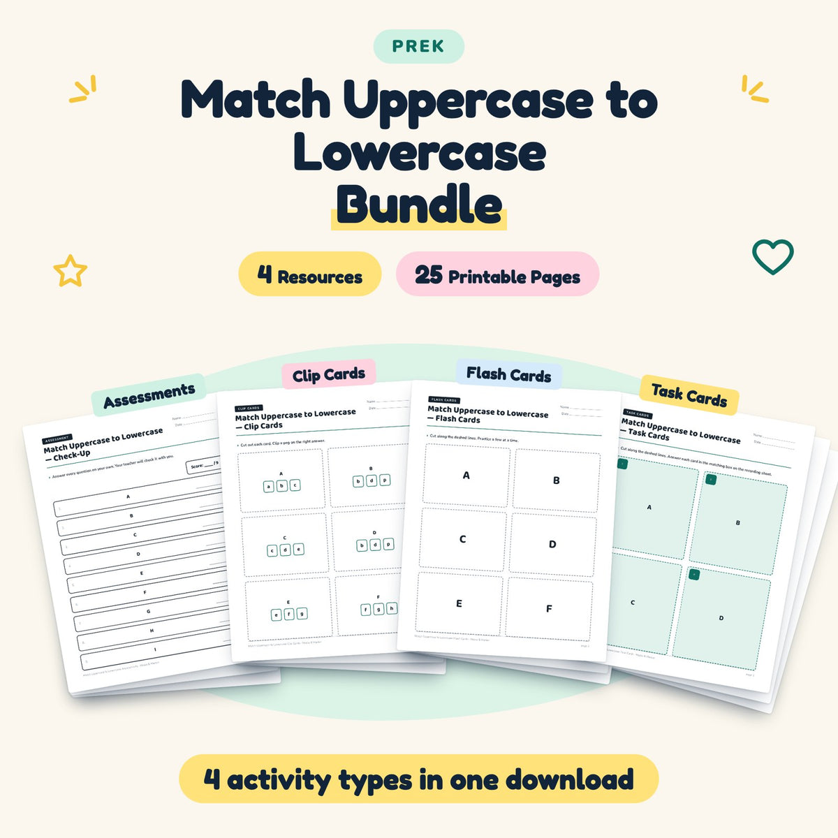 25 Page Match Uppercase to Lowercase Bundle — cover