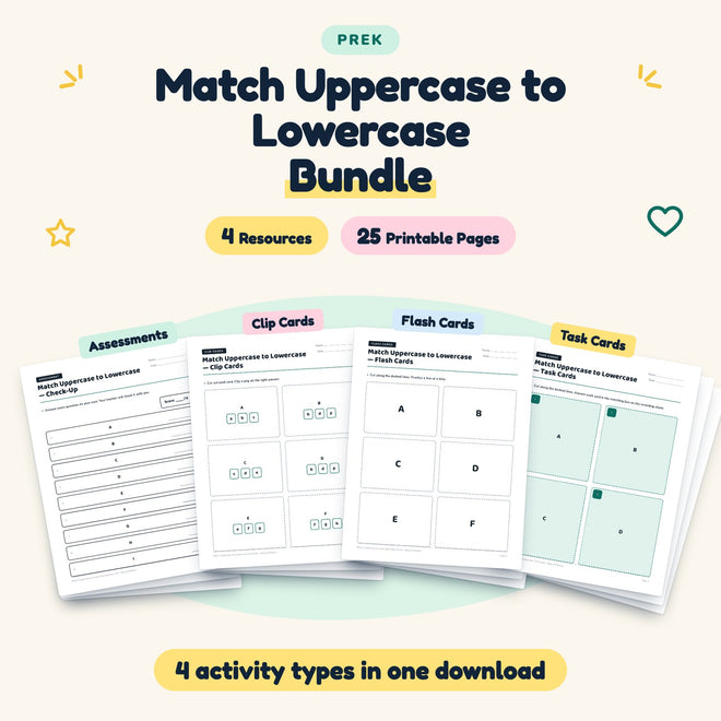 25 Page Match Uppercase to Lowercase Bundle — cover