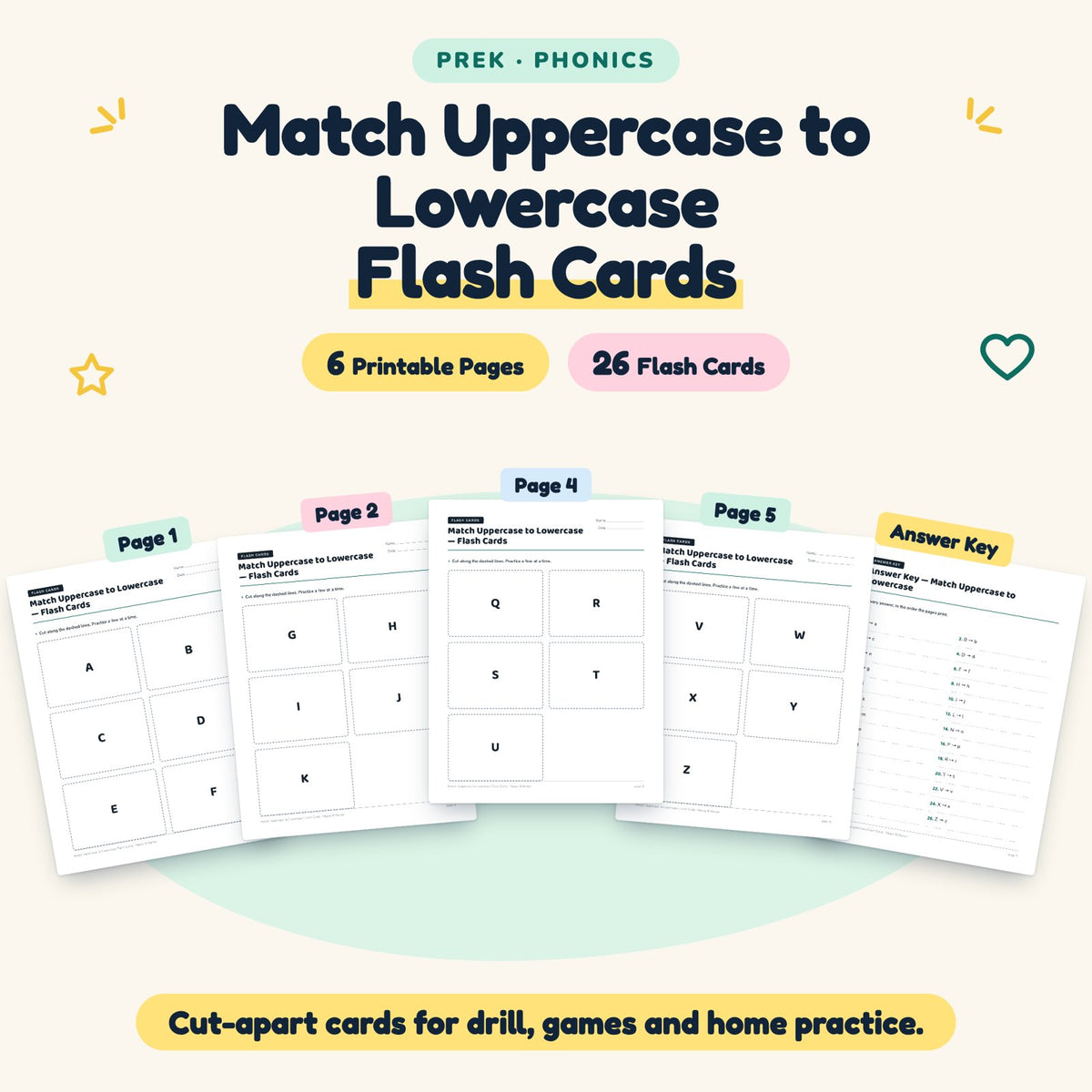 FREE 26 Match Uppercase to Lowercase Flash Cards — cover