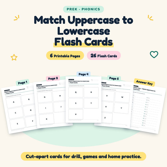 FREE 26 Match Uppercase to Lowercase Flash Cards — cover