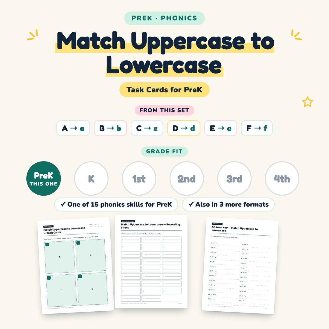 Match Uppercase to Lowercase: skill and grade fit