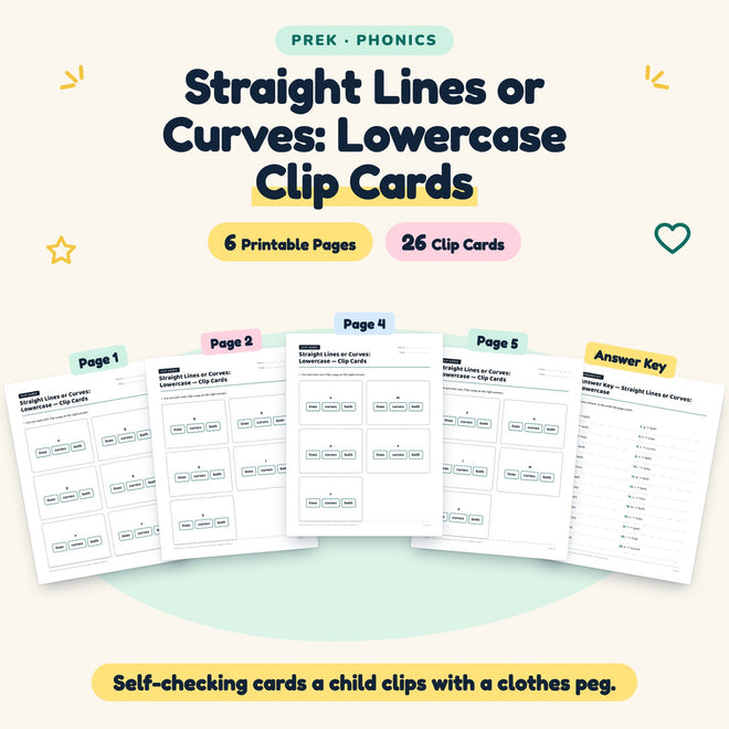 26 Straight Lines or Curves: Lowercase Clip Cards — cover