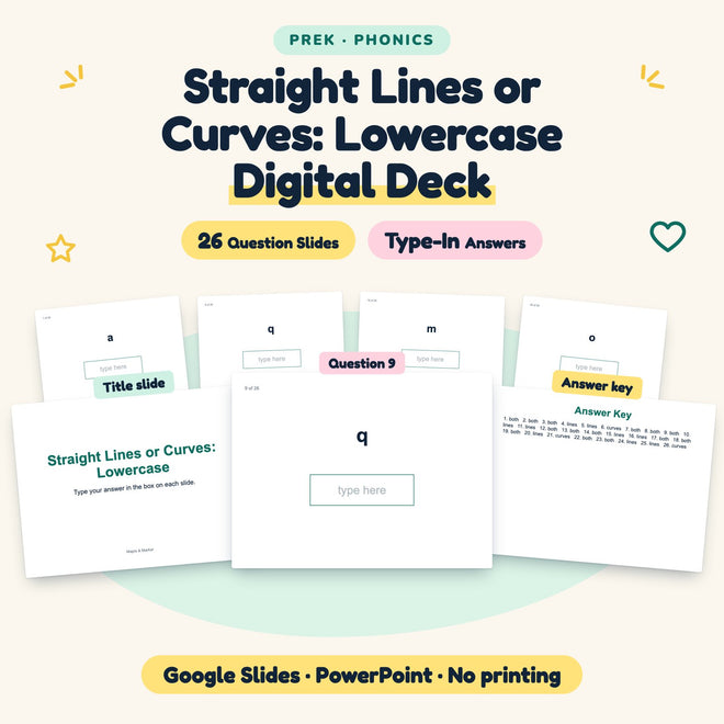26 Question Straight Lines or Curves: Lowercase Digital Deck — cover