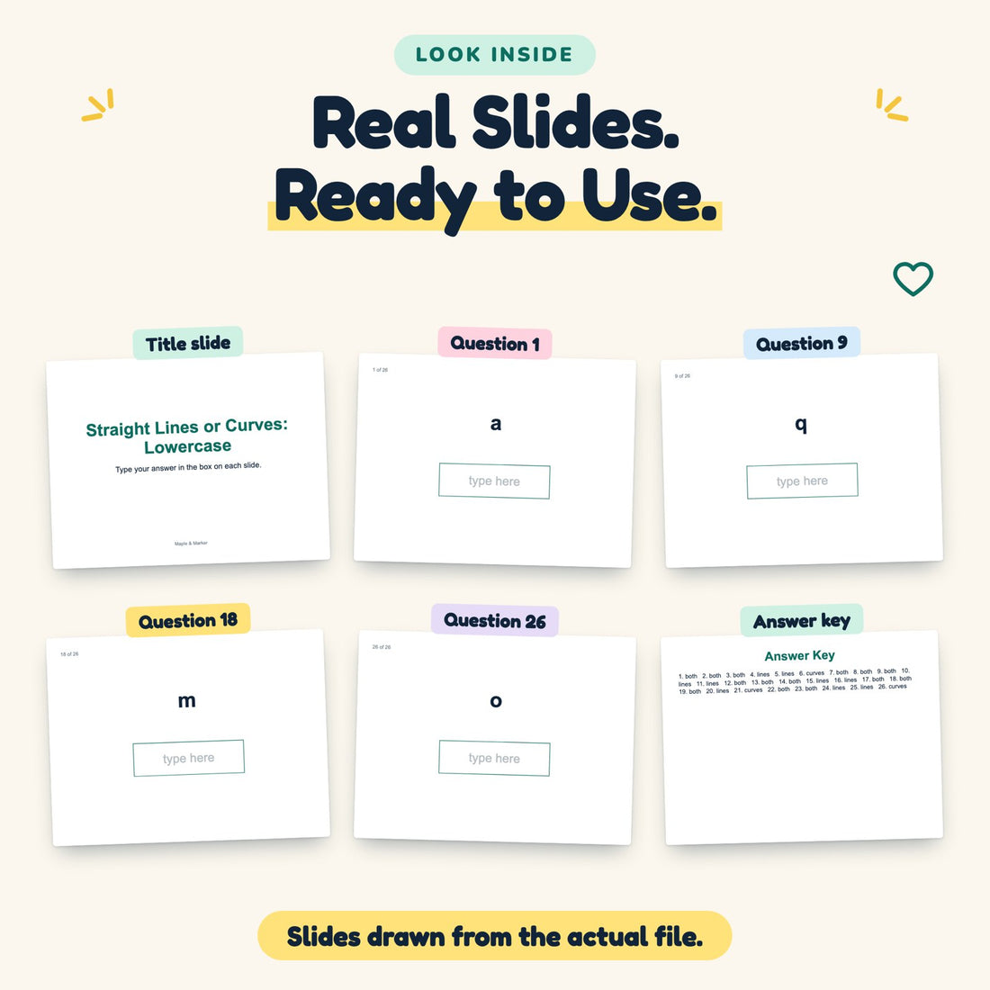 Straight Lines or Curves: Lowercase digital deck: look inside