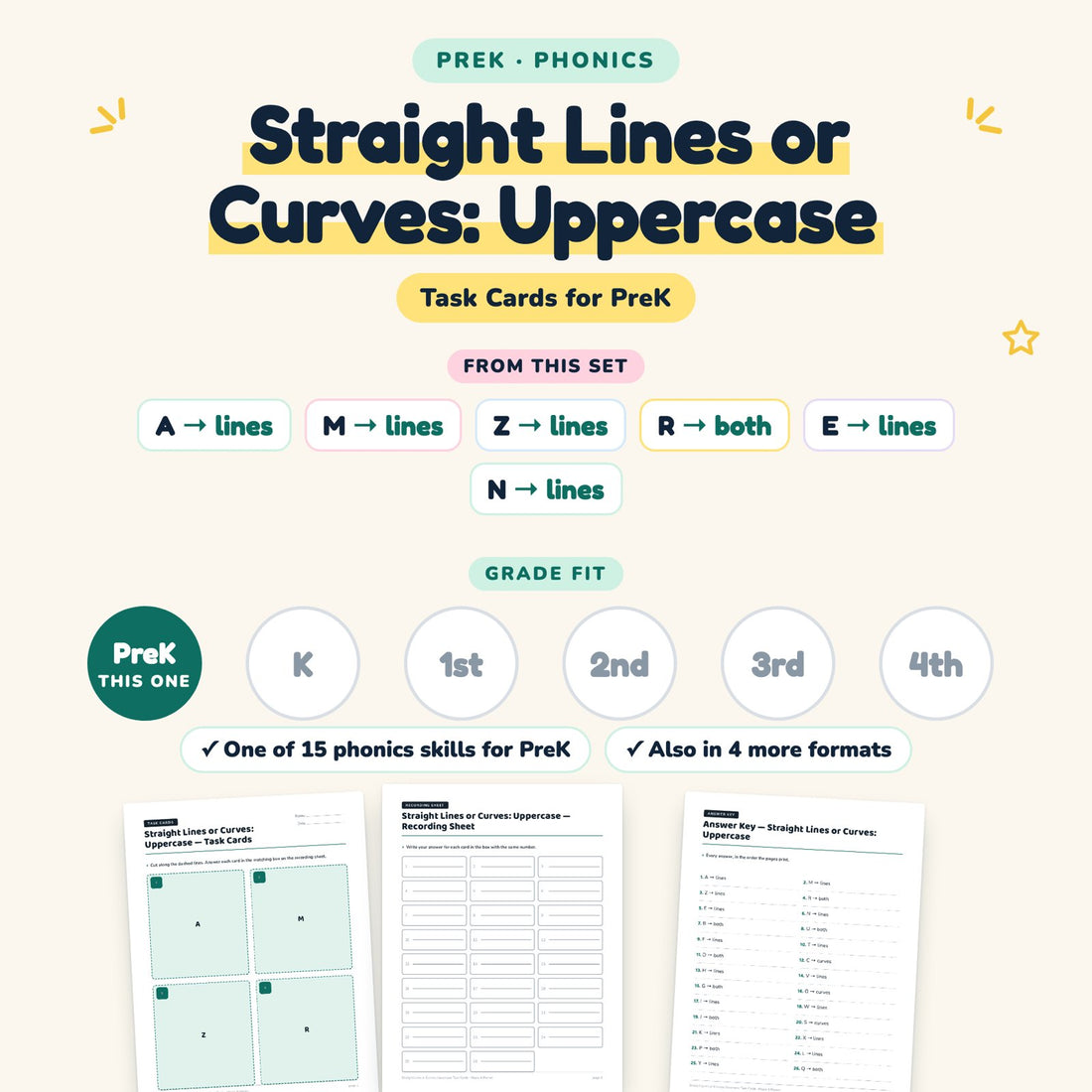 Straight Lines or Curves: Uppercase: skill and grade fit