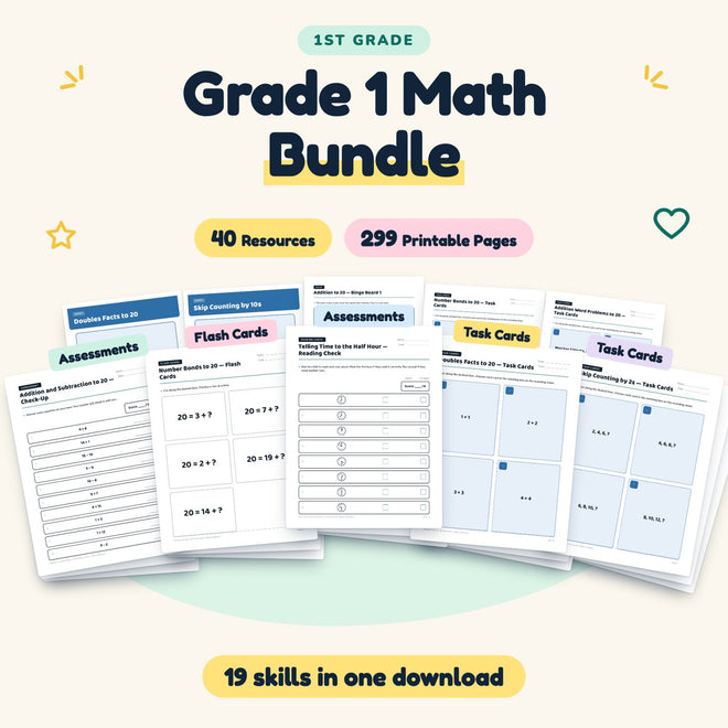 299 Page Grade 1 Math Bundle — cover