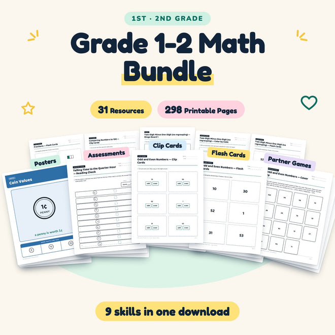 1st–2nd Grade Math Worksheets MEGA BUNDLE (40 Resources) — cover