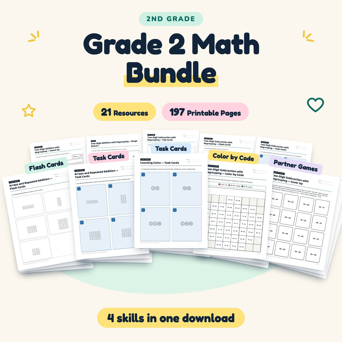 197 Page Grade 2 Math Bundle — cover