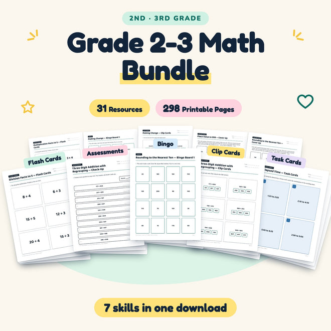 2nd–3rd Grade Math Worksheets MEGA BUNDLE (32 Resources) — cover
