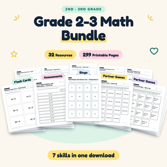 299 Page Grade 2-3 Math Bundle — cover