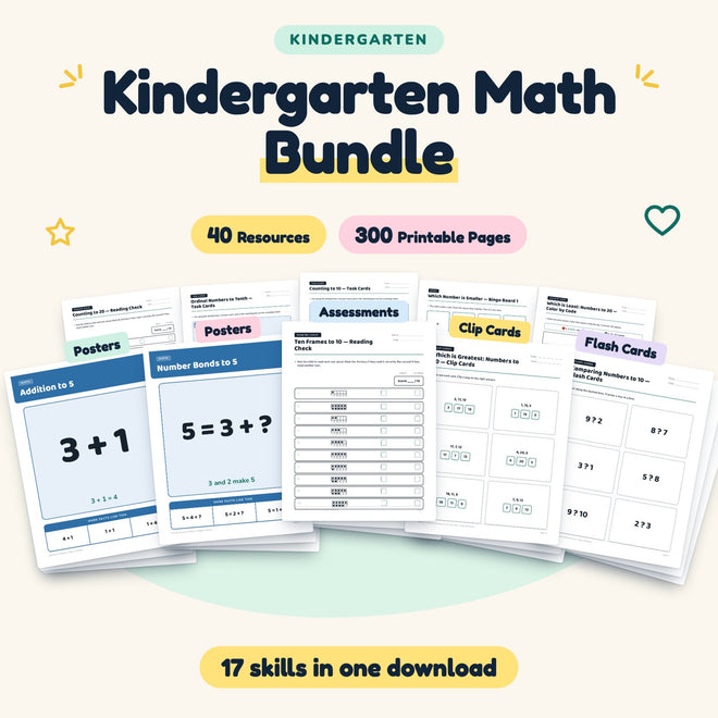 300 Page Kindergarten Math Bundle — cover